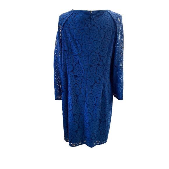 Adrianna Papell Cobalt Blue Lace Overlay Knee Length 18w Exposed Shoulder Dress - Picture 15 of 15